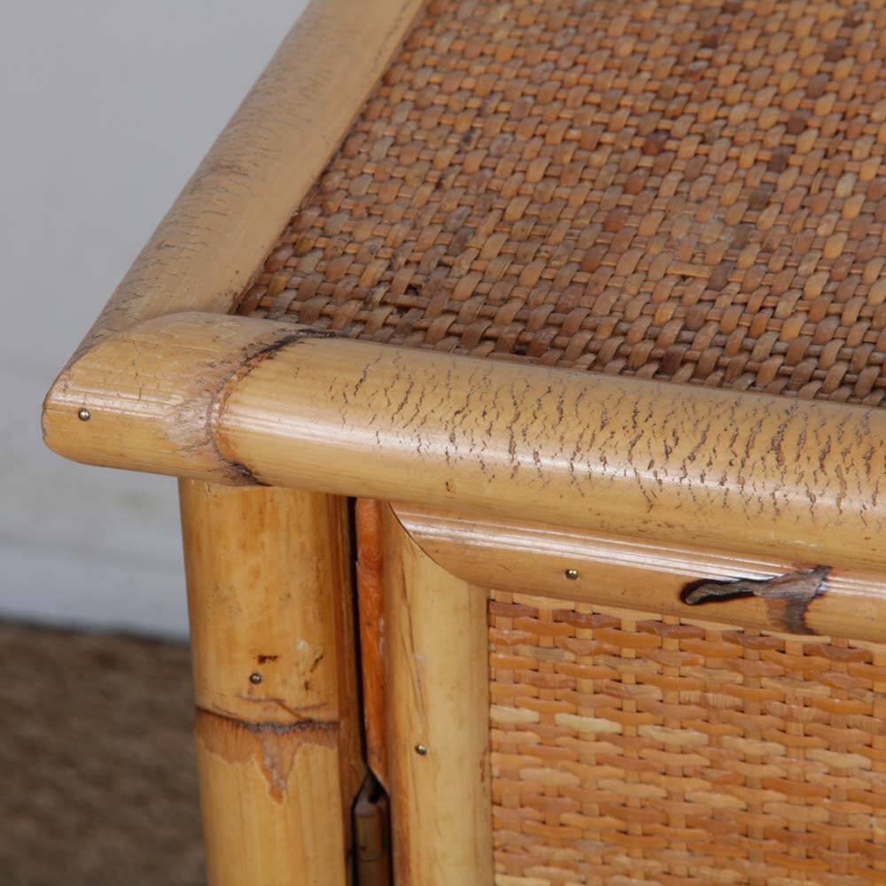 Vintage wicker, bamboo and brass chest of drawers by Dal Vera, 1970.