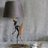 Lampe guerrier africain en bronze.