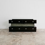 Comò Cassettiera In Ebano Macassar E Specchio Cubic Design Modern 70