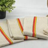 Set of 4 old, vintage, linen tea towels
