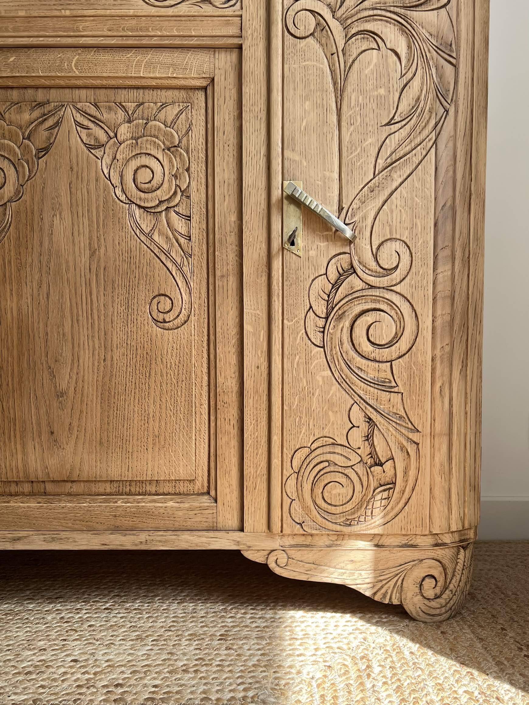 Art Deco oak sideboard with mirror (removable)