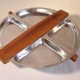 Stainless steel and teak aperitif tray