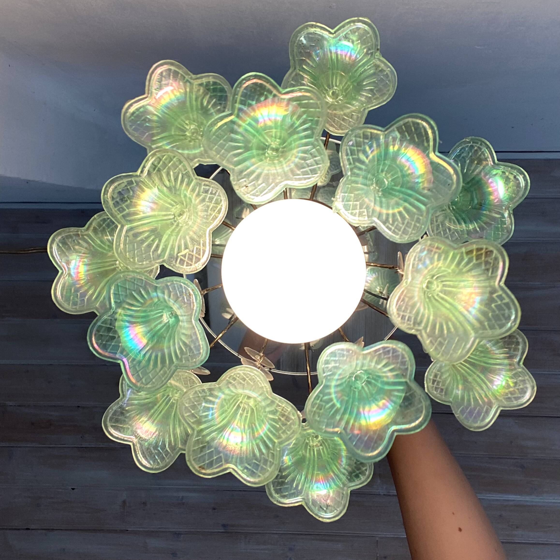 Vintage pendant lamp with tassels and bells