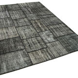 Handwoven turkish contemporary 176 cm x 245 cm black patchwork rug