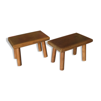 Pair of vintage oak footrests
