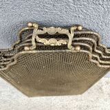 Antique 19th century fireplace screen, 5-panel spark arrester