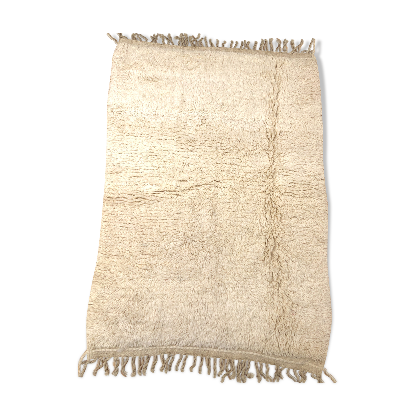 Moroccan berber carpet beni ouarain natural ecru uni 1, 42x0, 97m