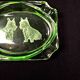 Art Deco style ashtray in uraline glass engraved with Scottish Terrier dogs