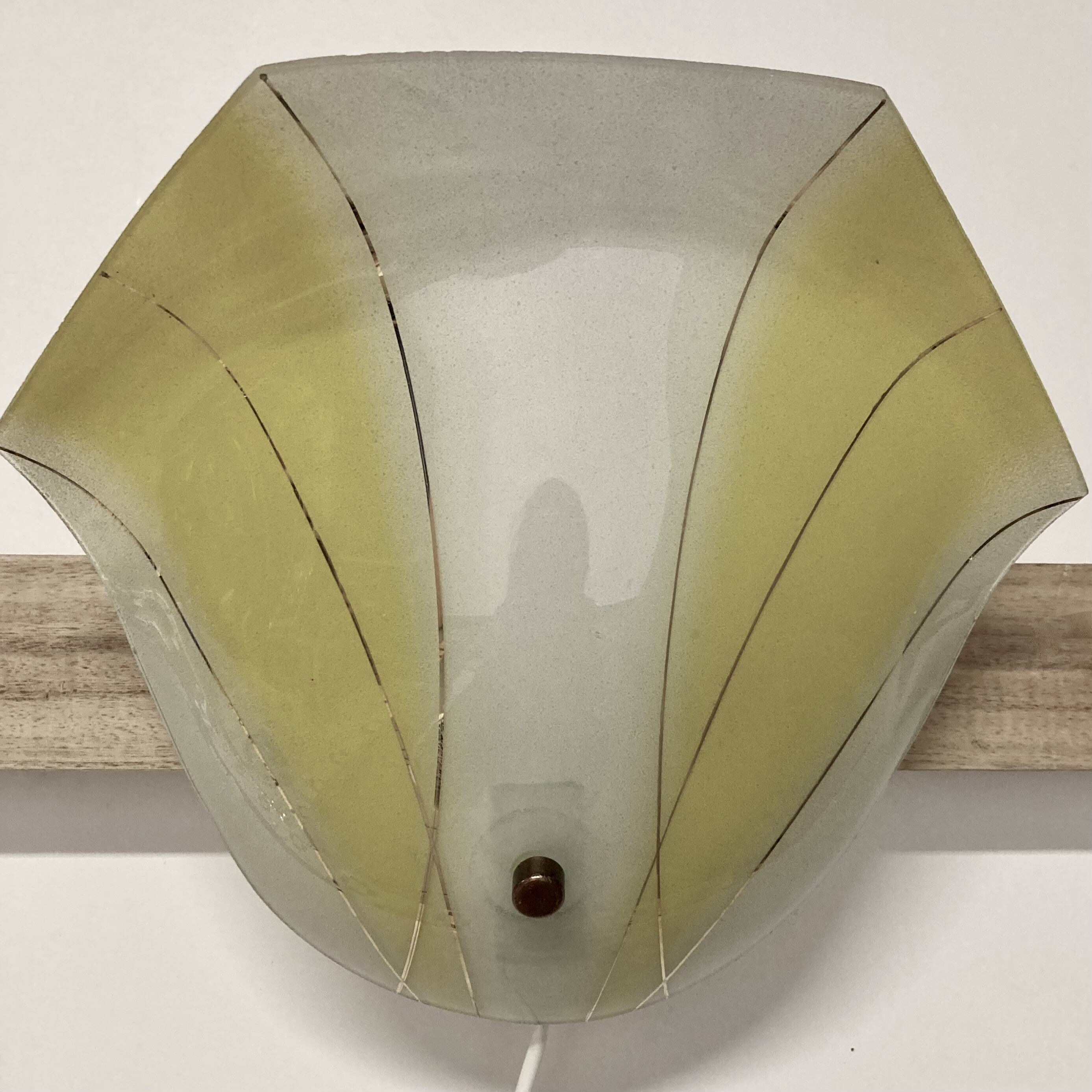 Yellow glass wall lamp Scandinavian design 1950.