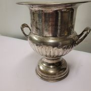 Antique champagne bucket in silver metal medicis shape