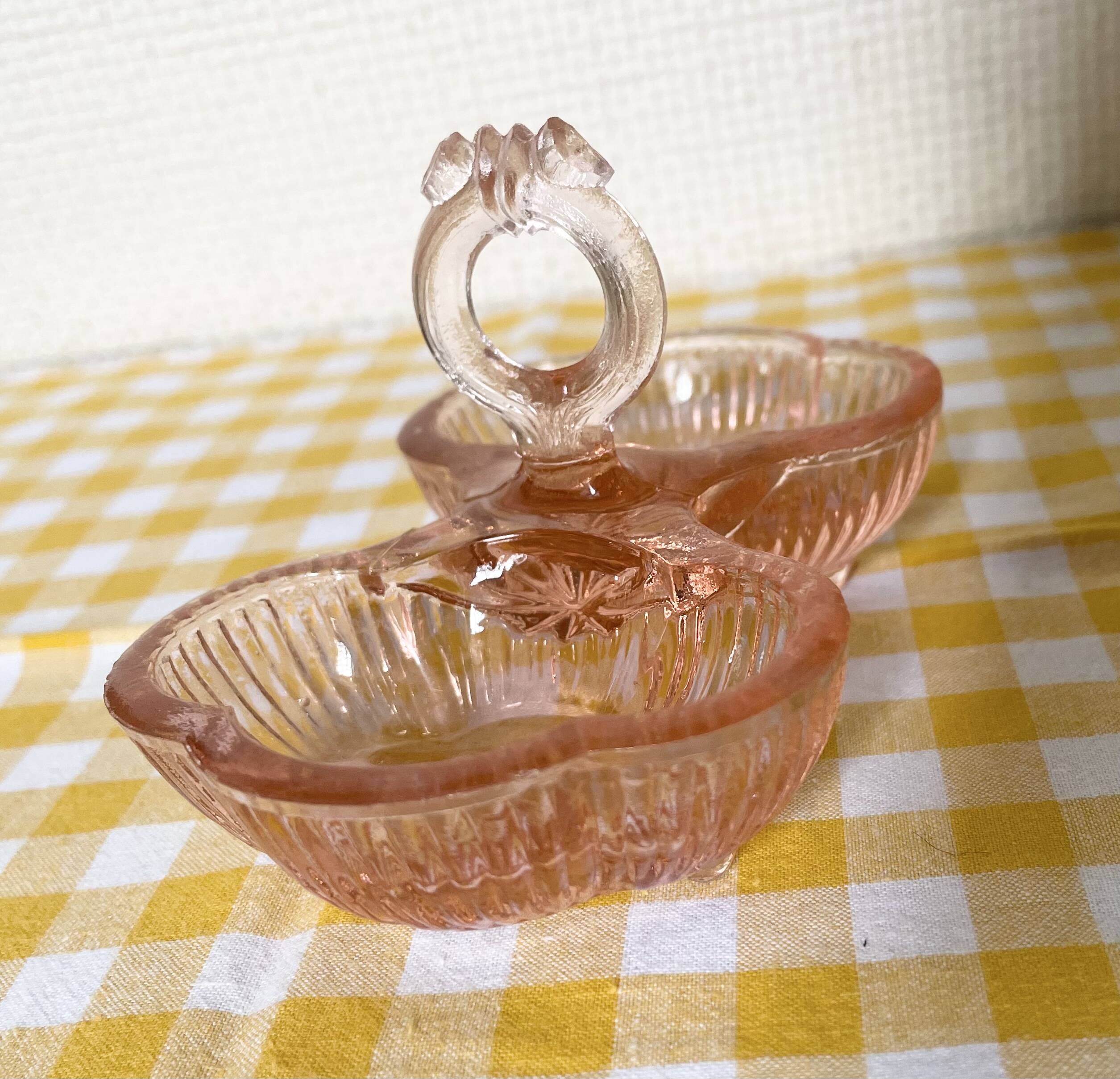 Pink molded double glass salt shaker