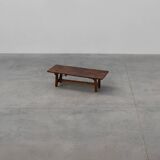 17th Century Spanish Brutalist coffee table in wood and wrought iron