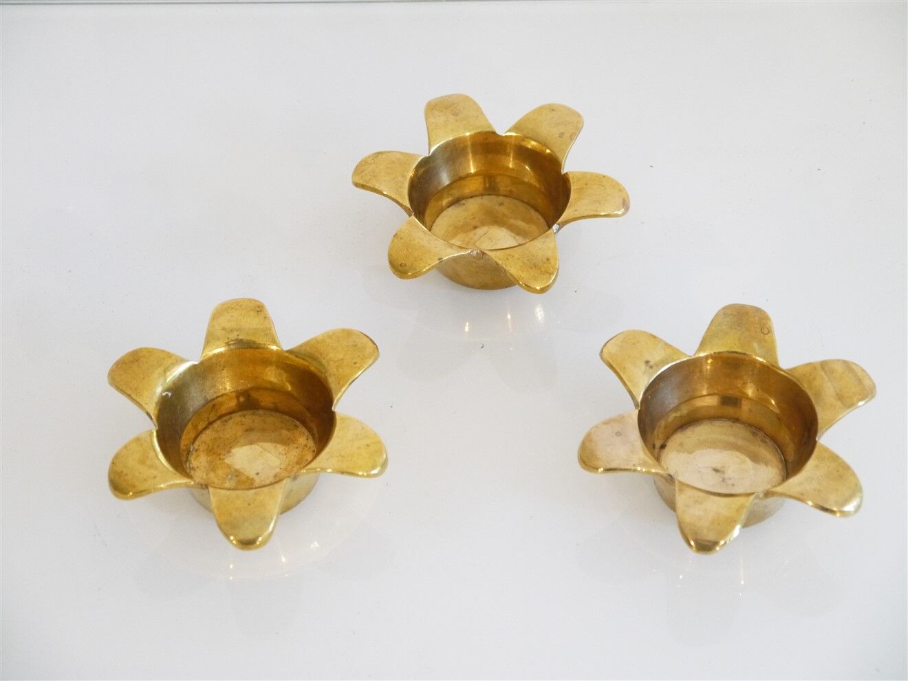 Set of vintage brass candle holders 1970