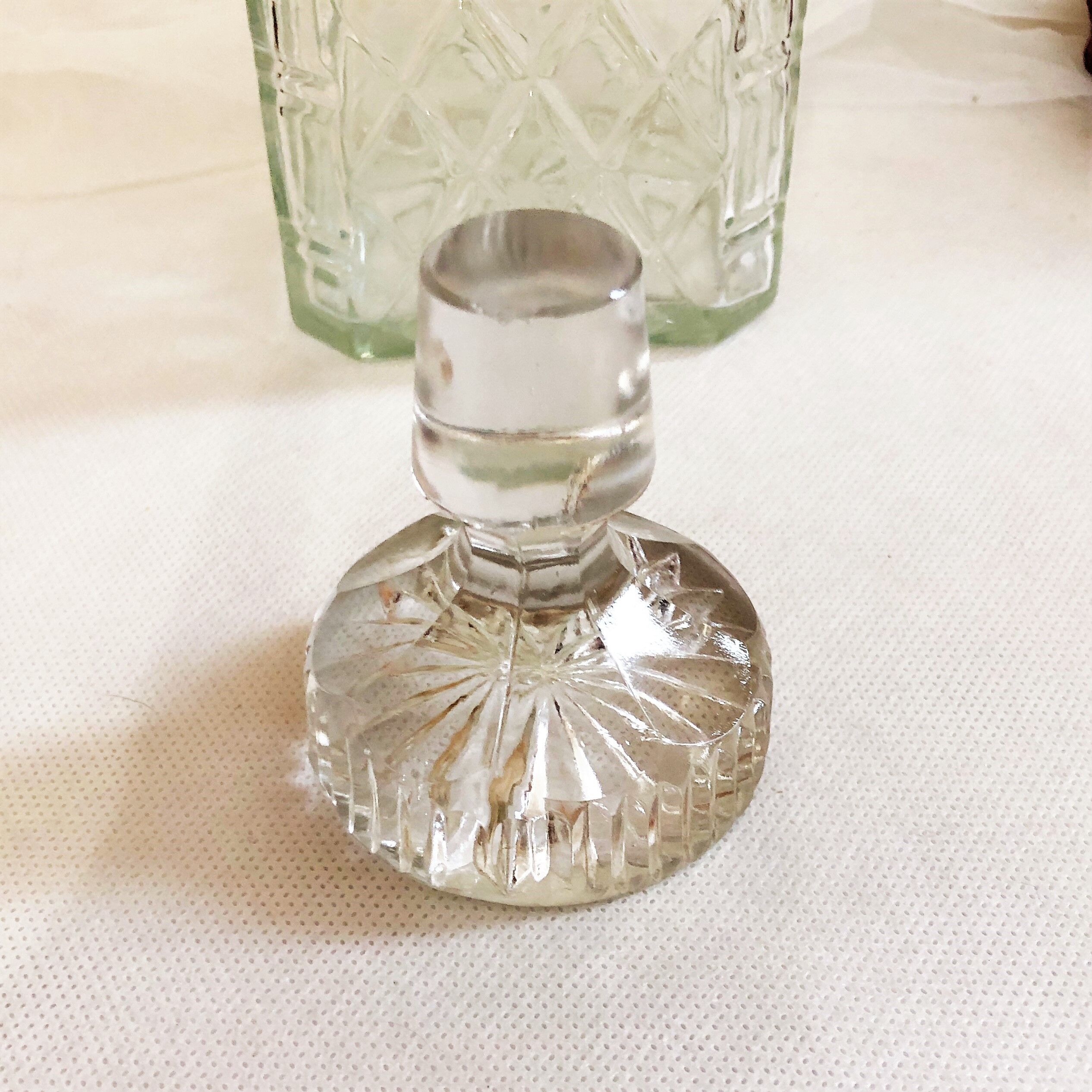 Old whisky or decant decanter textured crystal souflé in vintage checkerboard