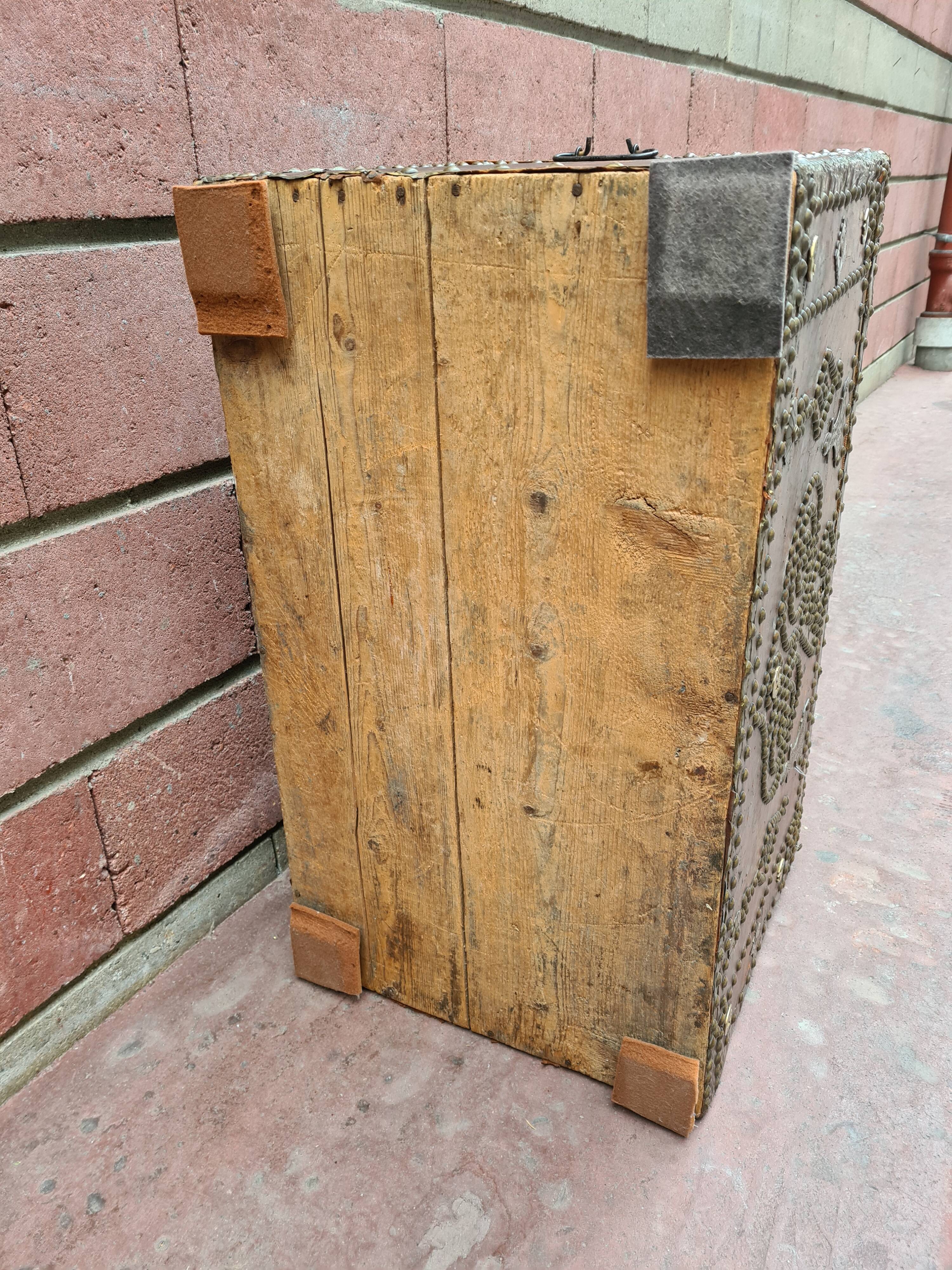 Wooden box and antique leather