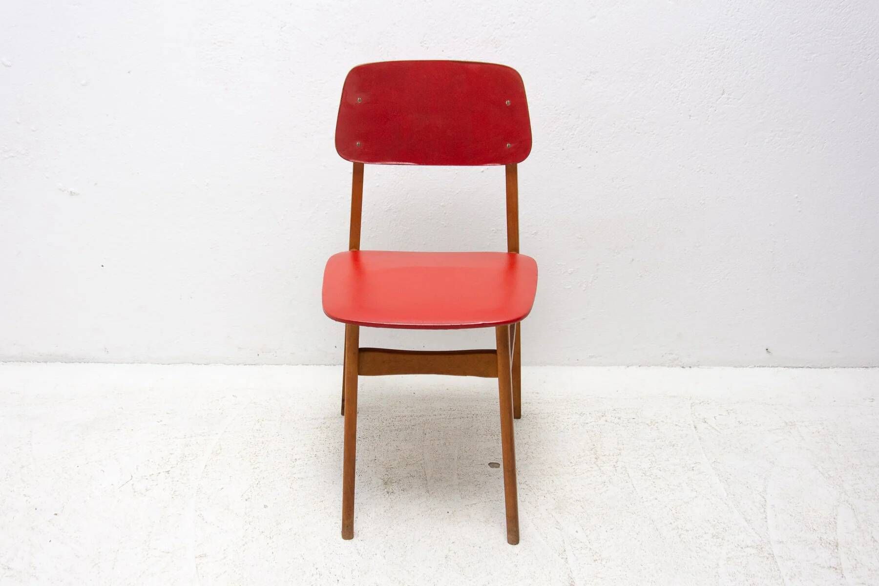 Mid-century colour chair, vintage wooden accent seating, 1960s