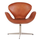 Armchair - The Swan - Model 3320 - Original upholstery - Cognac leather - Arne Jacobsen - Fritz Hansen - 1960s