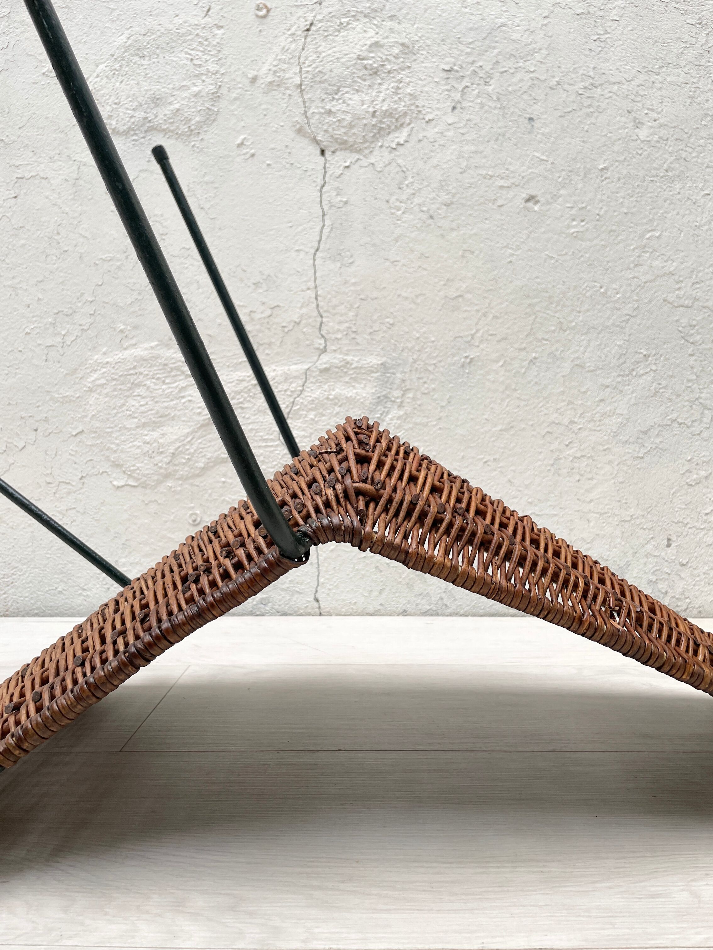 Vintage chair in wicker and metal circa 1950