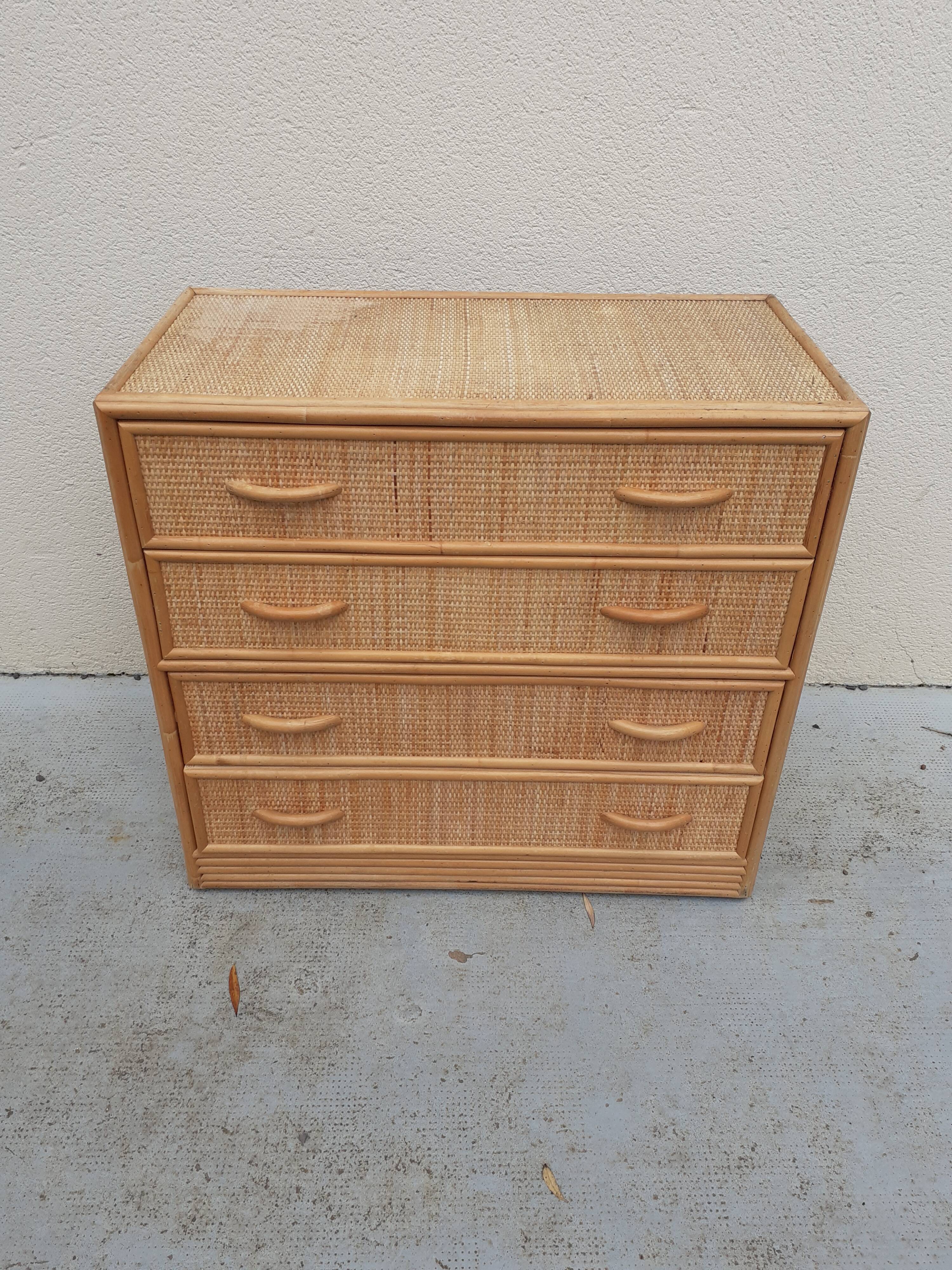 Commode osier et rotin