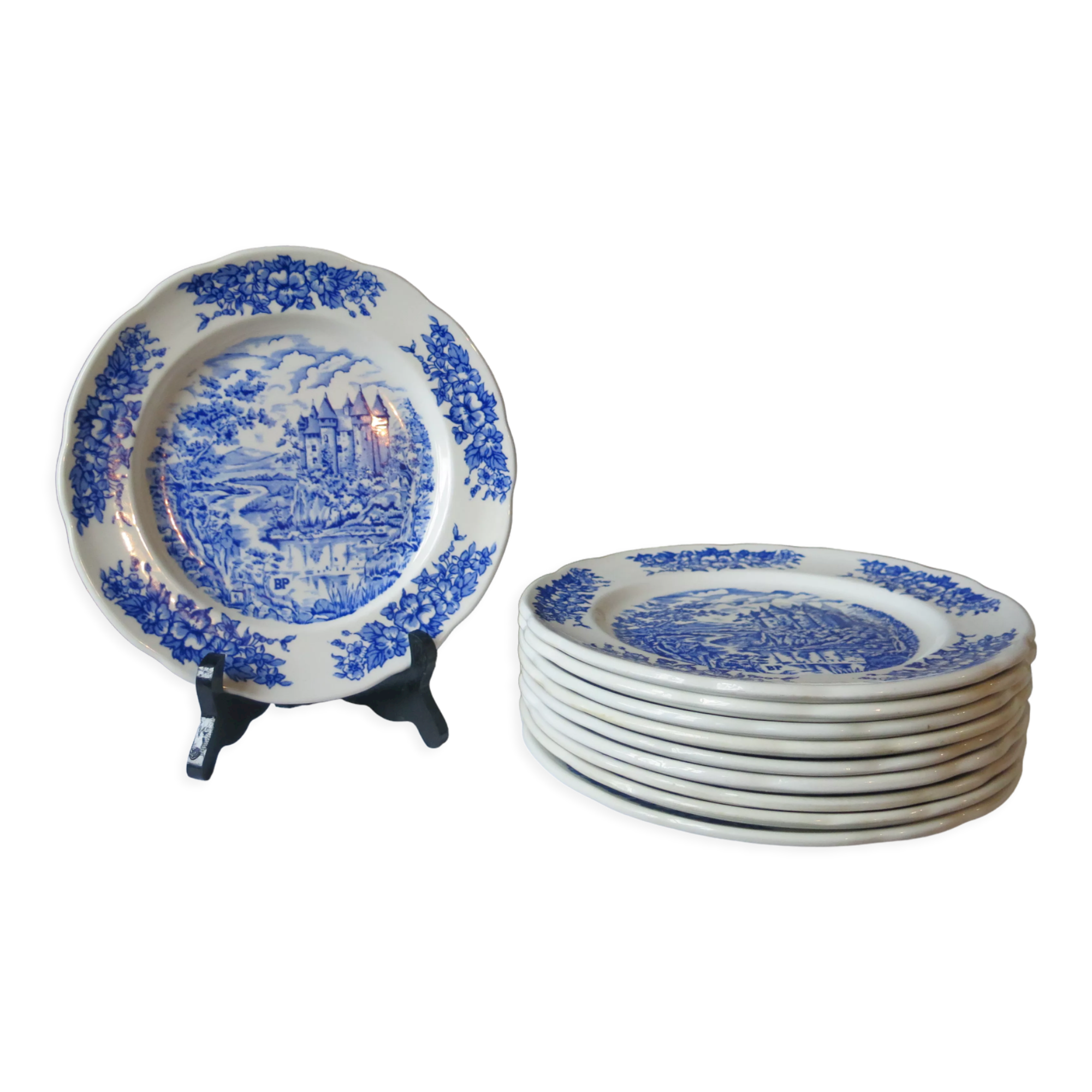 10 flat plates advertising porcelain pyroblan BP