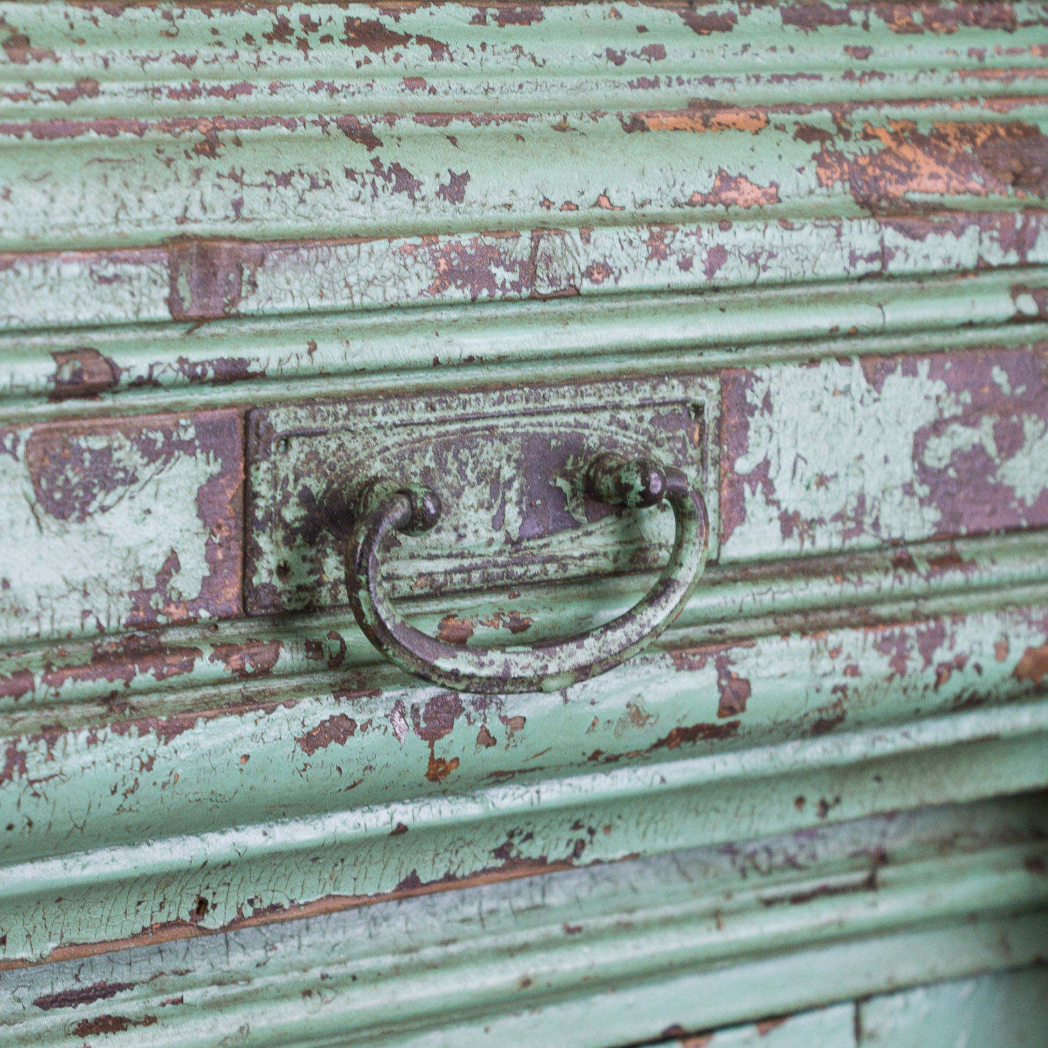 Green French antique cabinet