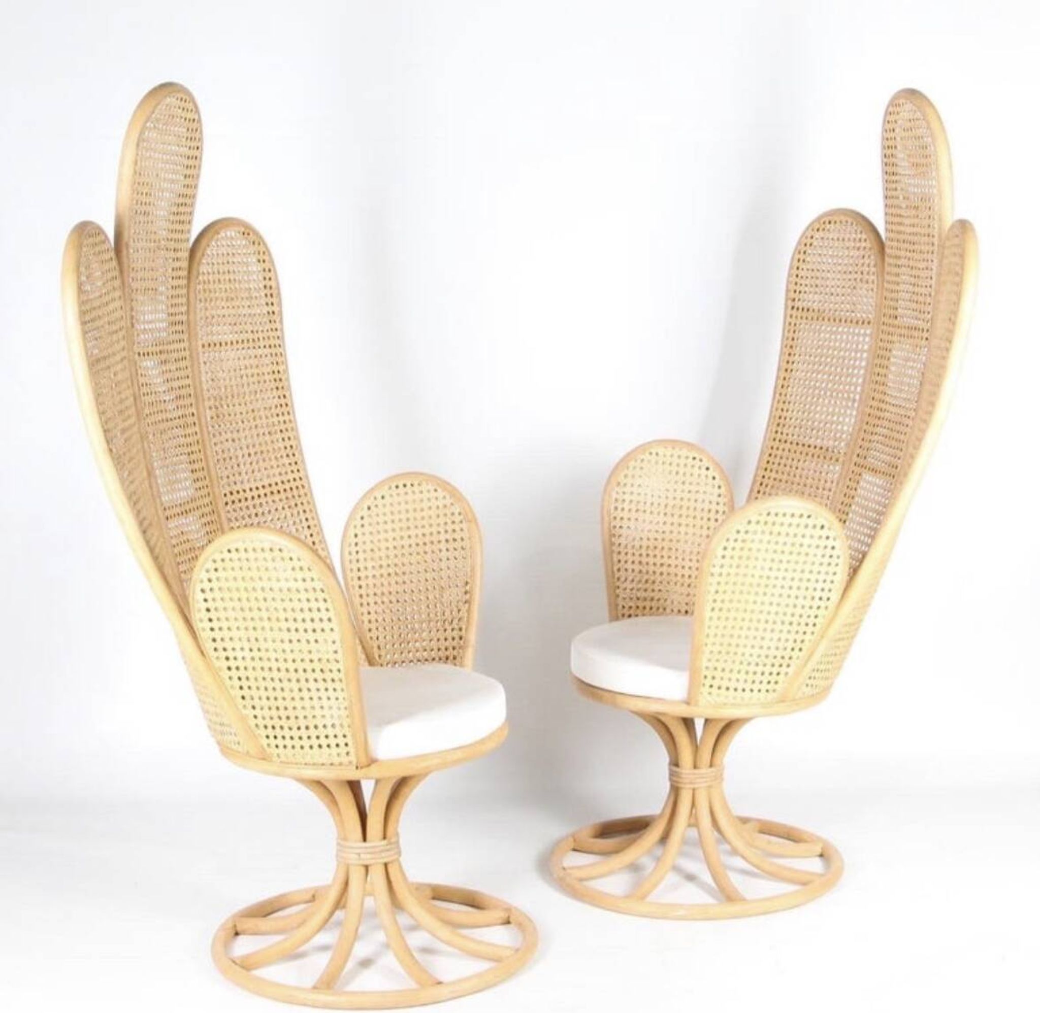 Paire de fauteuils en rotin et cannage