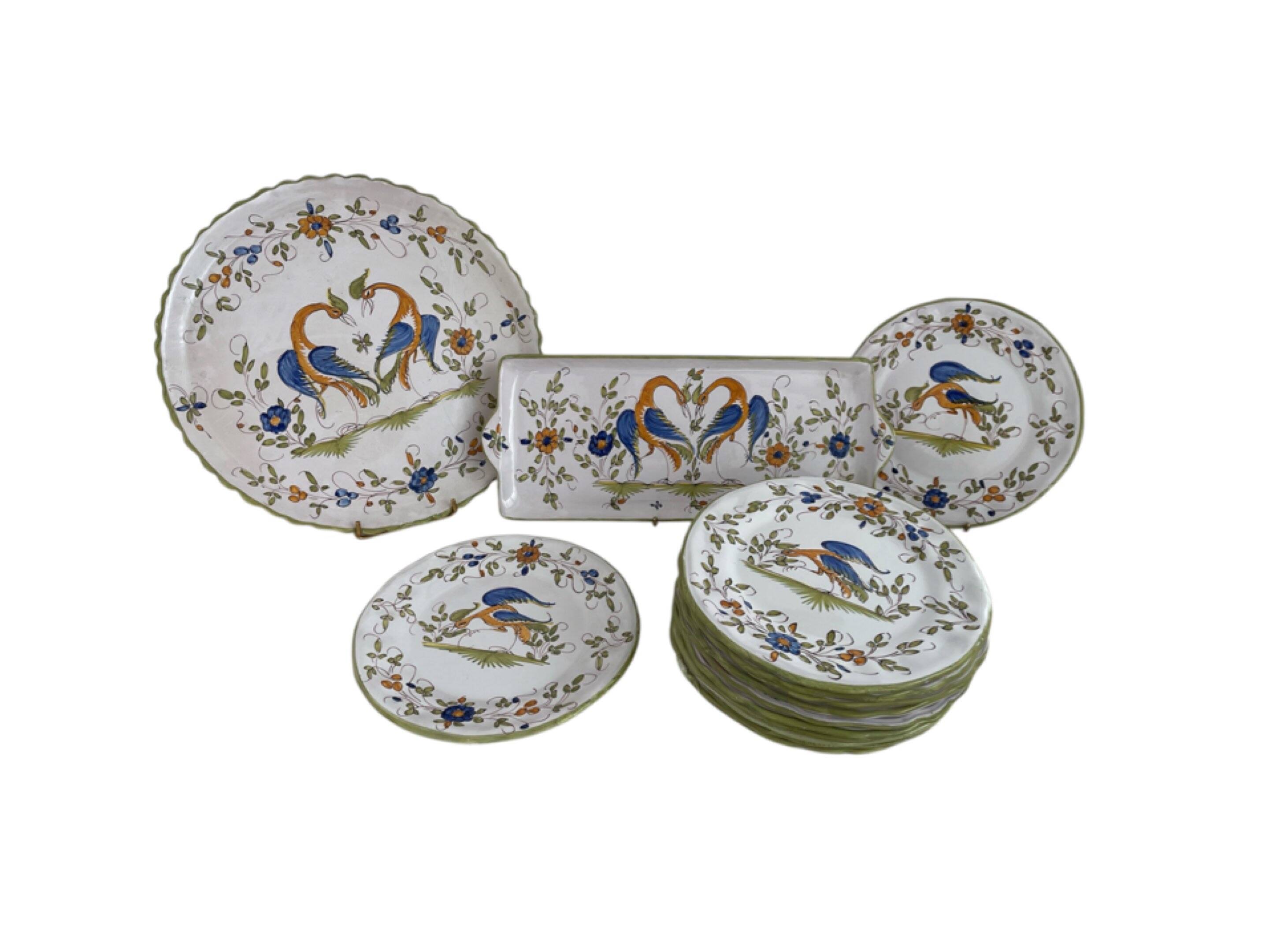Dessert service, earthenware, Martres-Tolosane, signed Matet France