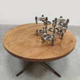 Vintage Dutch design round coffee table side table