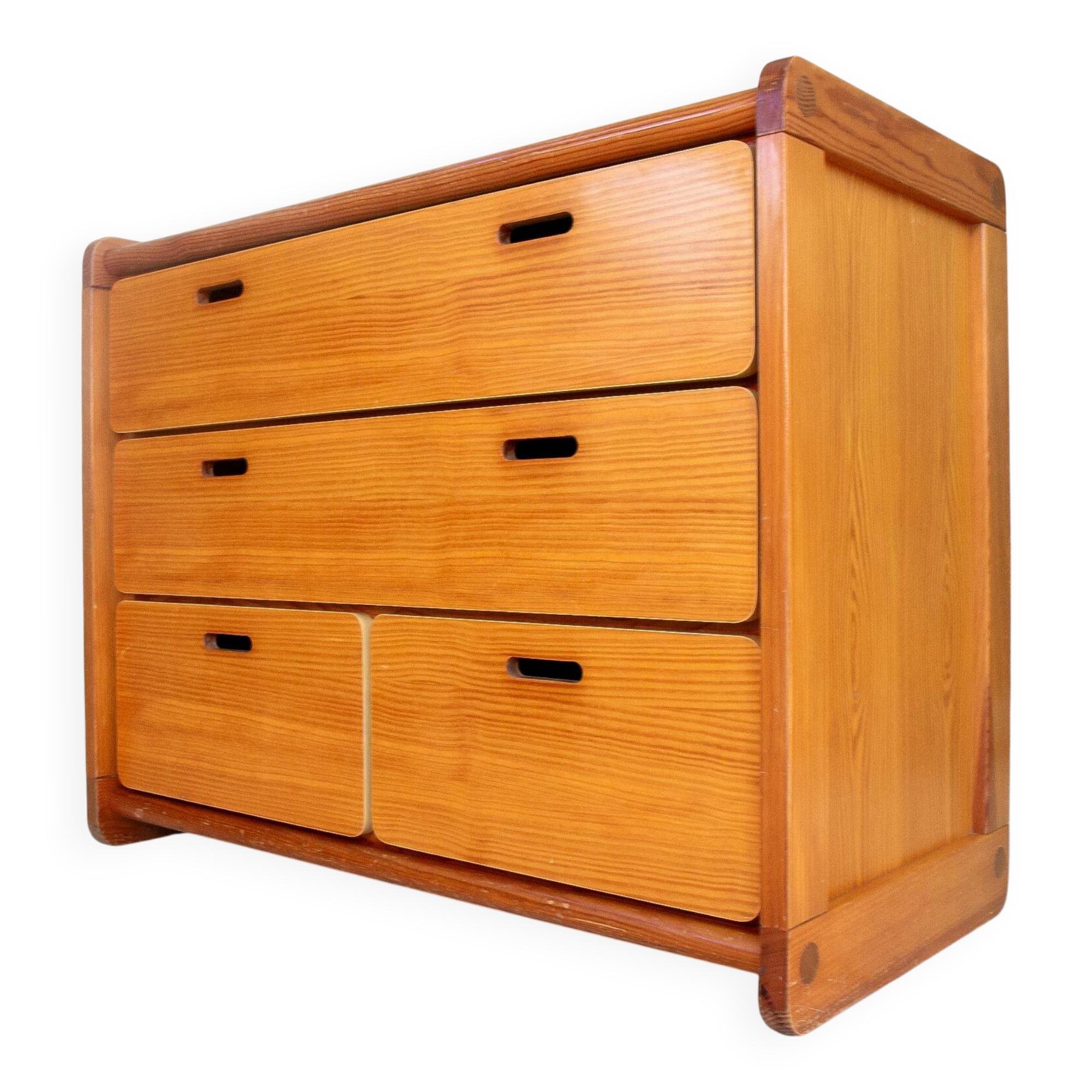 Commode pin massif, brutalisme,1980