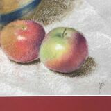 Pastel painting jar and apples