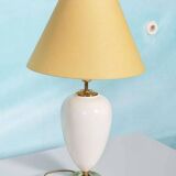 Lampe de chevet bohémienne années 70, vintage en faïence & laiton