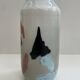 Blown opaline glass vase with coloured inclusions
