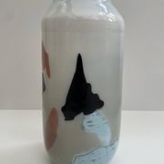 Blown opaline glass vase with coloured inclusions