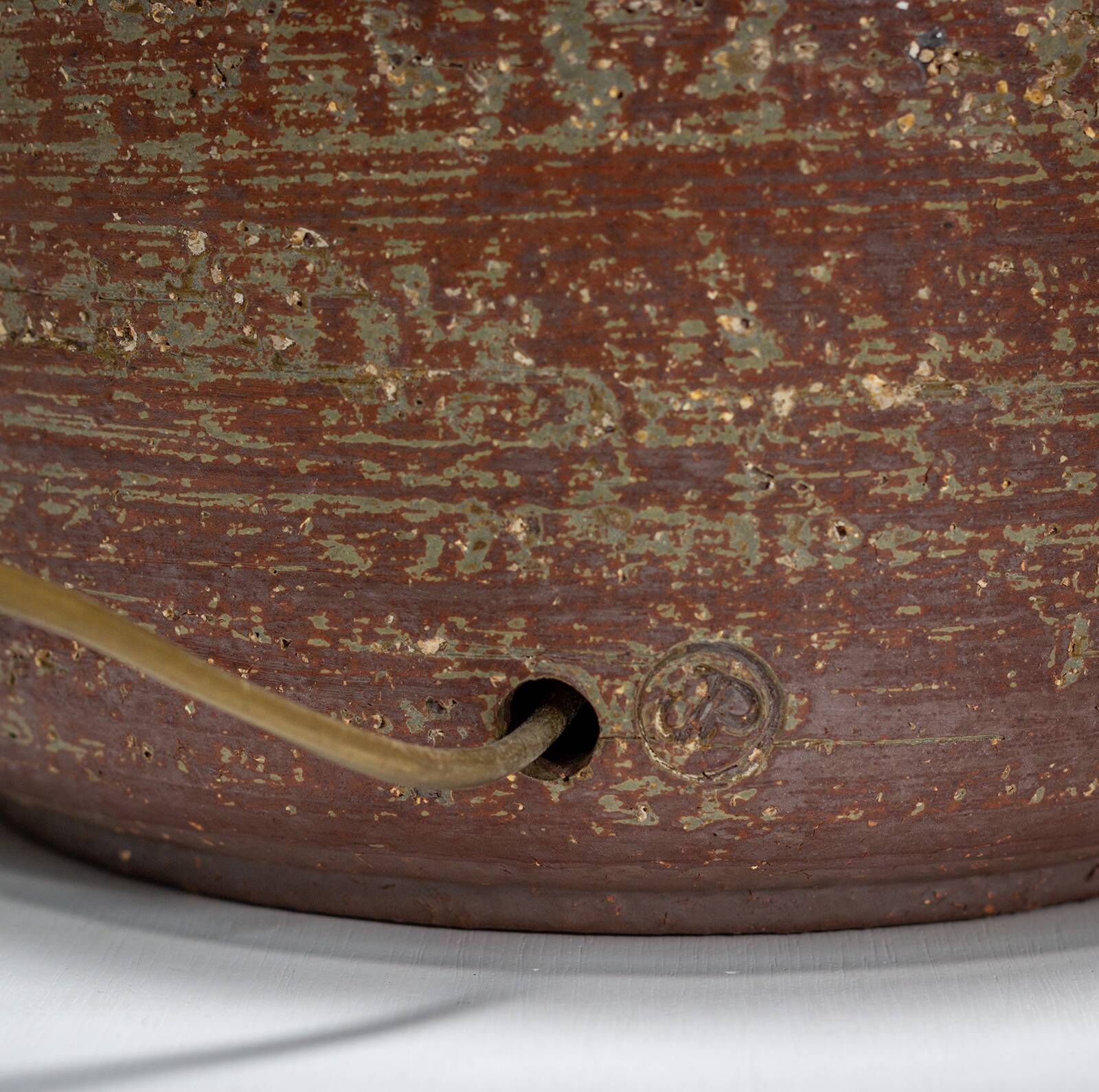 Glazed terracotta table lamp, circa 1965