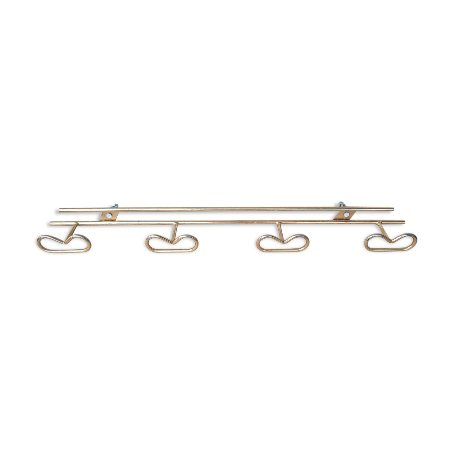 Porte manteau 4 patères en métal doré vintage