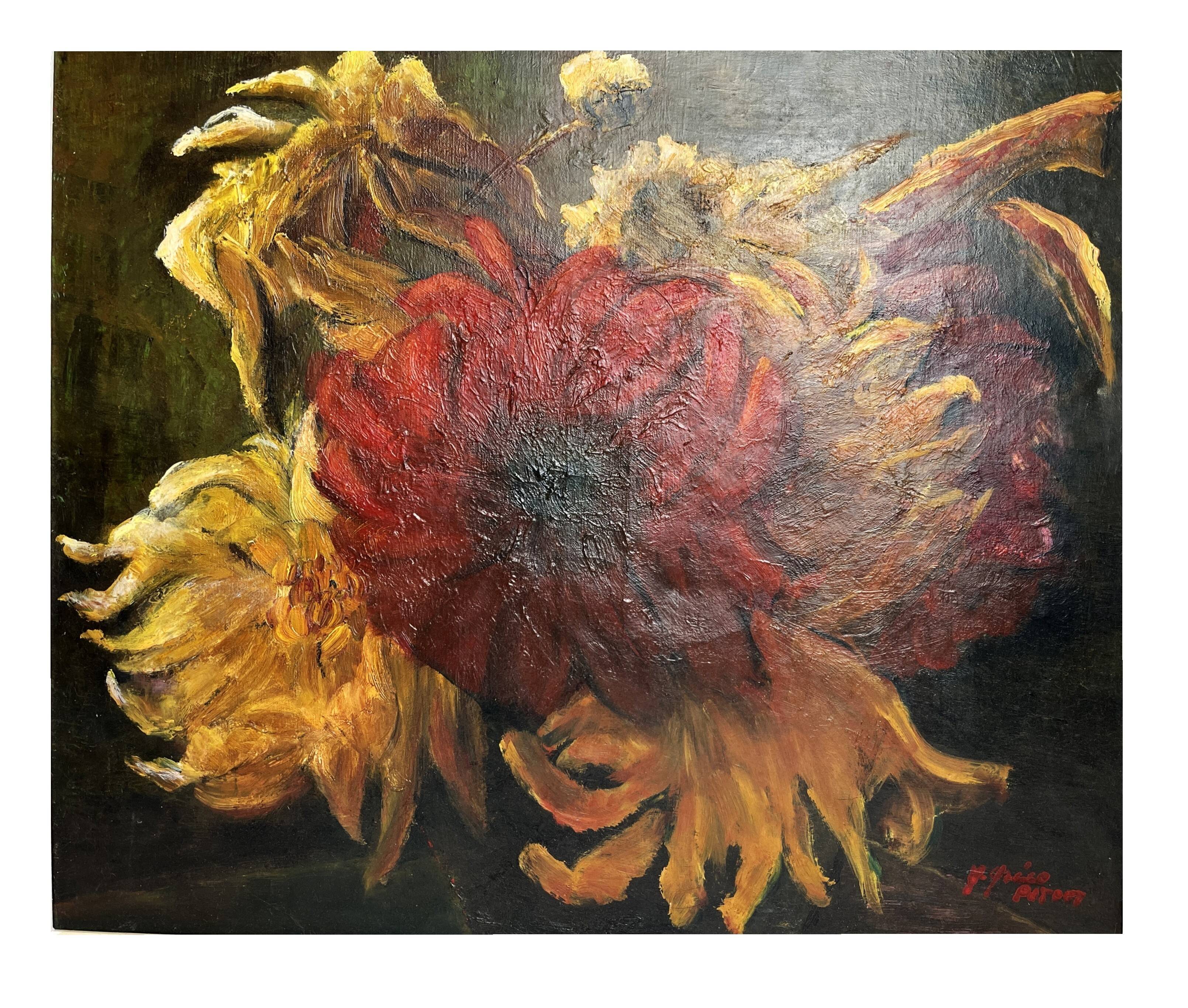Greco, oil on canvas still life signed 20th century