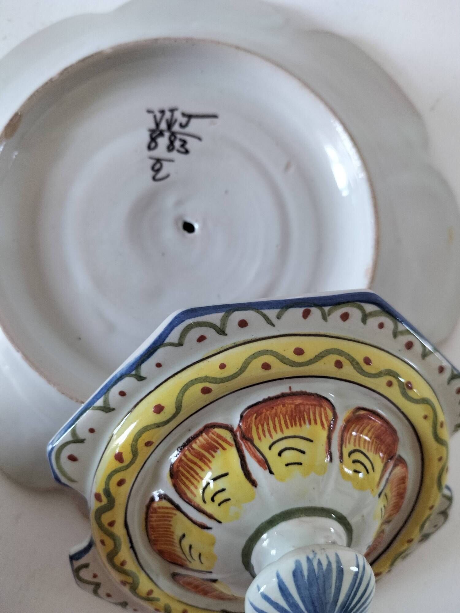 Octagonal jam pot Desvres - Jules Verlingue - Rouen decoration