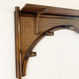 Vintage rattan and cane wall coat rack