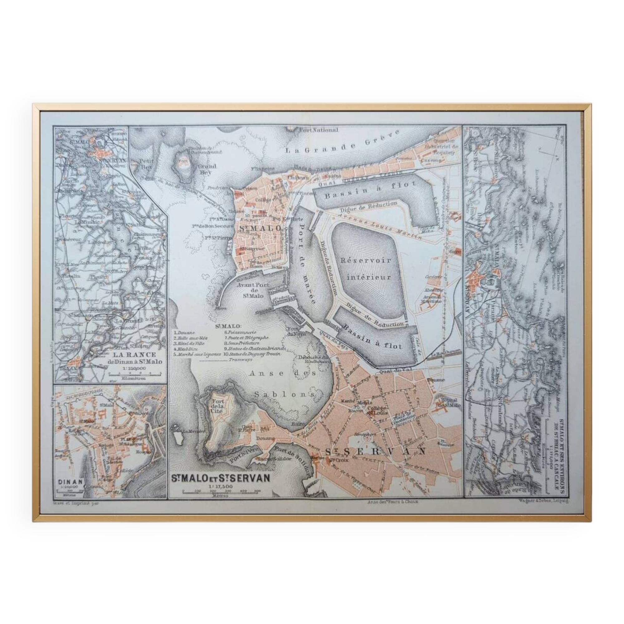 Printed in 1902, Saint-Malo and surrounding areas, Brittany.