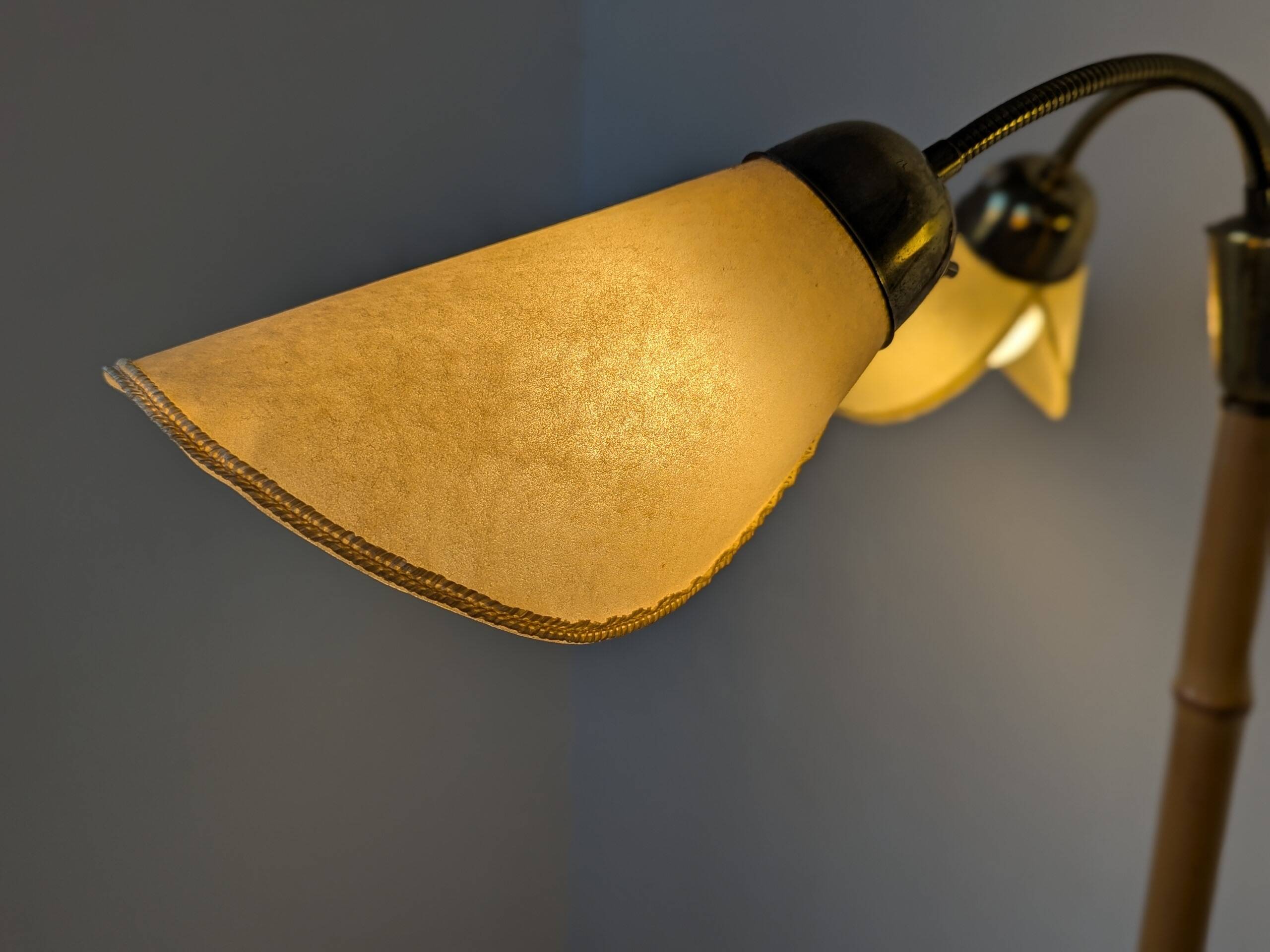 Bamboo and brass floor lamp