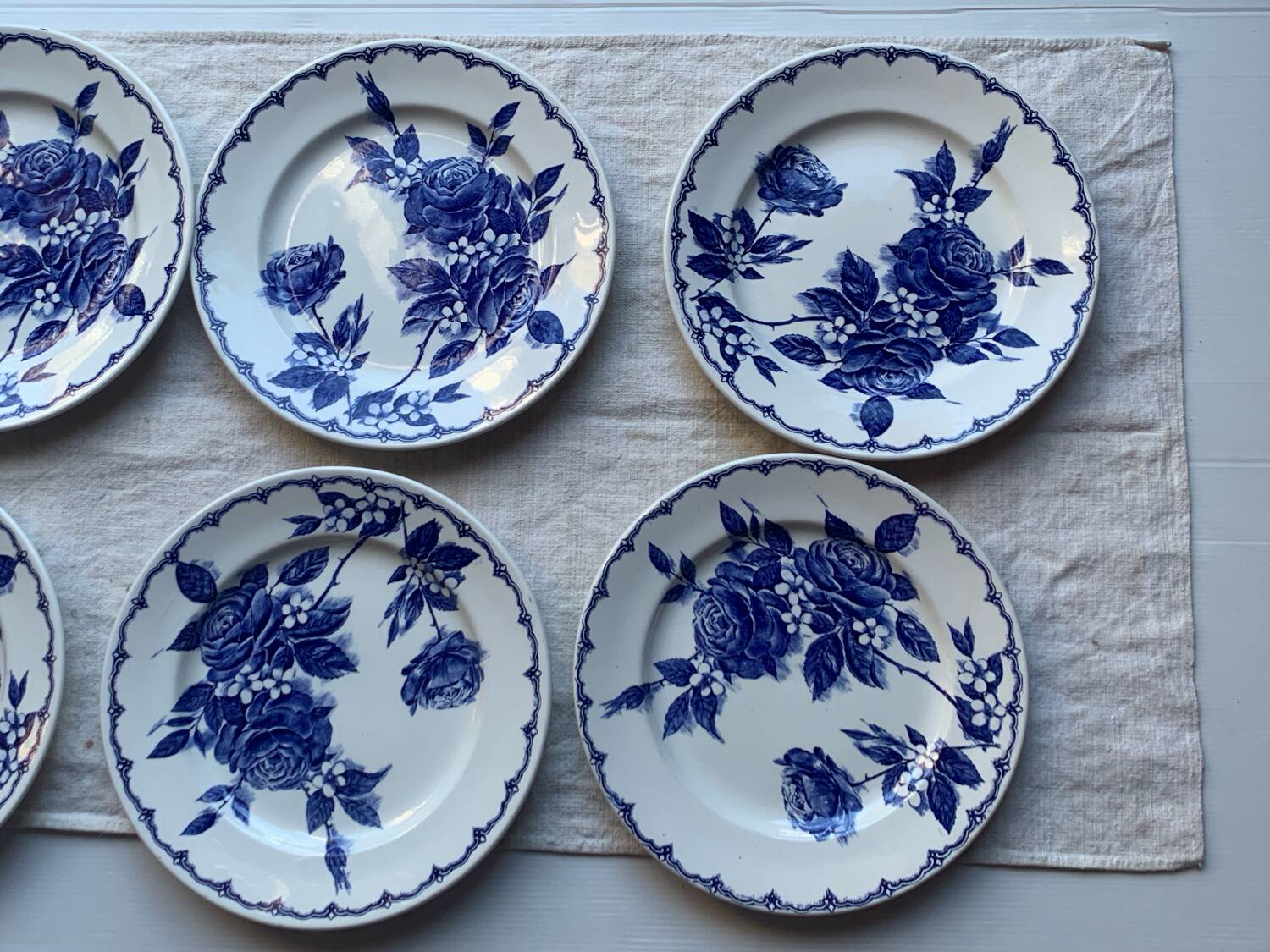 6 English flat plates Staffordshire Victoria
