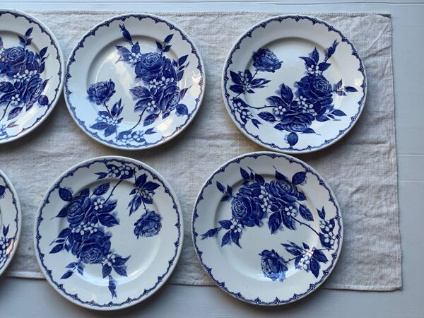 6 assiettes plates anglaises Staffordshire Victoria