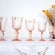 6 vintage white wine glasses in pink Rosaline Arcoroc Luminarc glass 10 cl