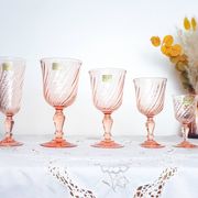 6 vintage white wine glasses in pink Rosaline Arcoroc Luminarc glass 10 cl