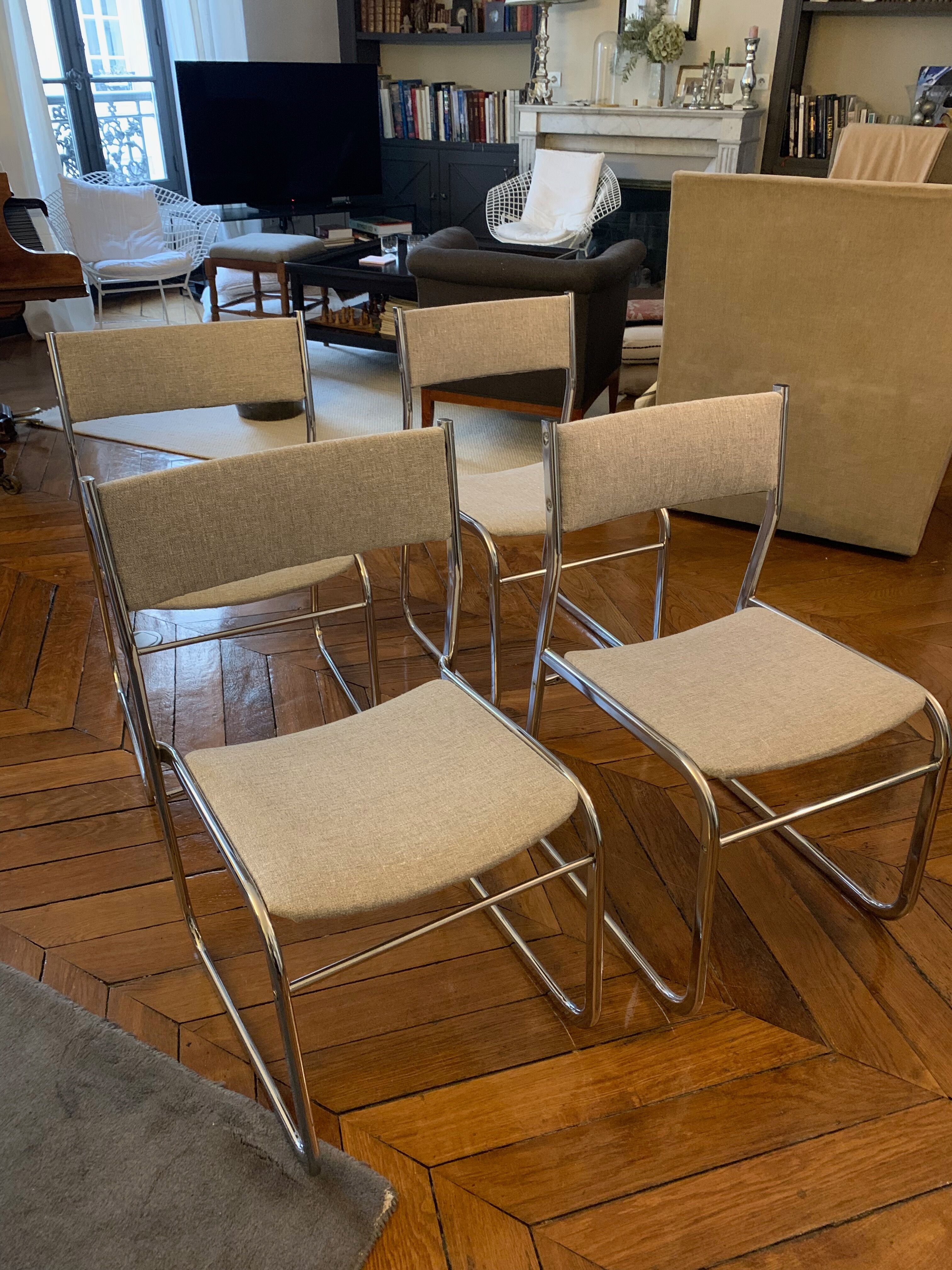 4 sled chairs design 70s, perfect condition