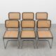 Lot de 6 chaises Cesca B32 noires Marcel Breuer Italie années 80