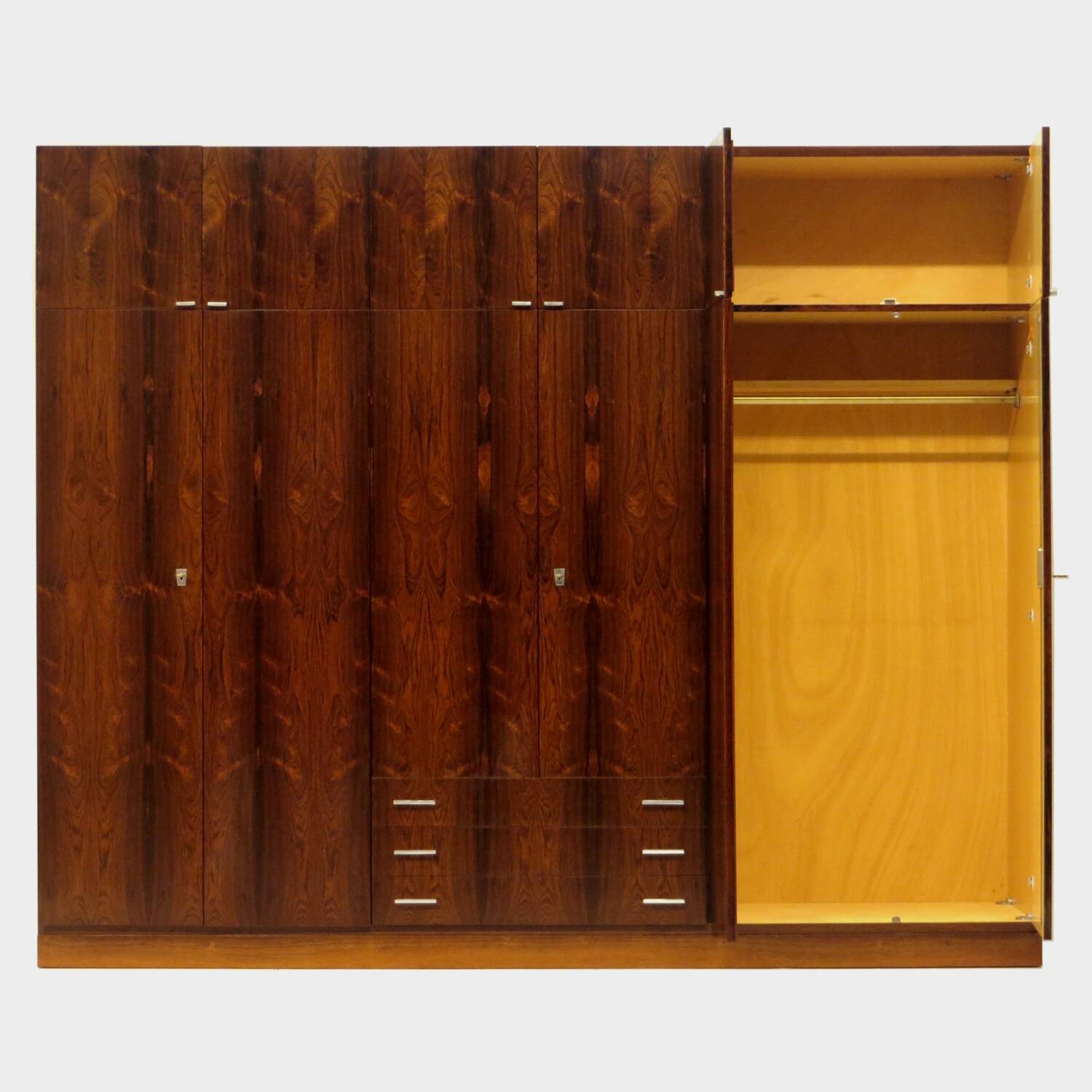 Large vintage mid century modern XL wardrobe with drawers in rosewood 1960s