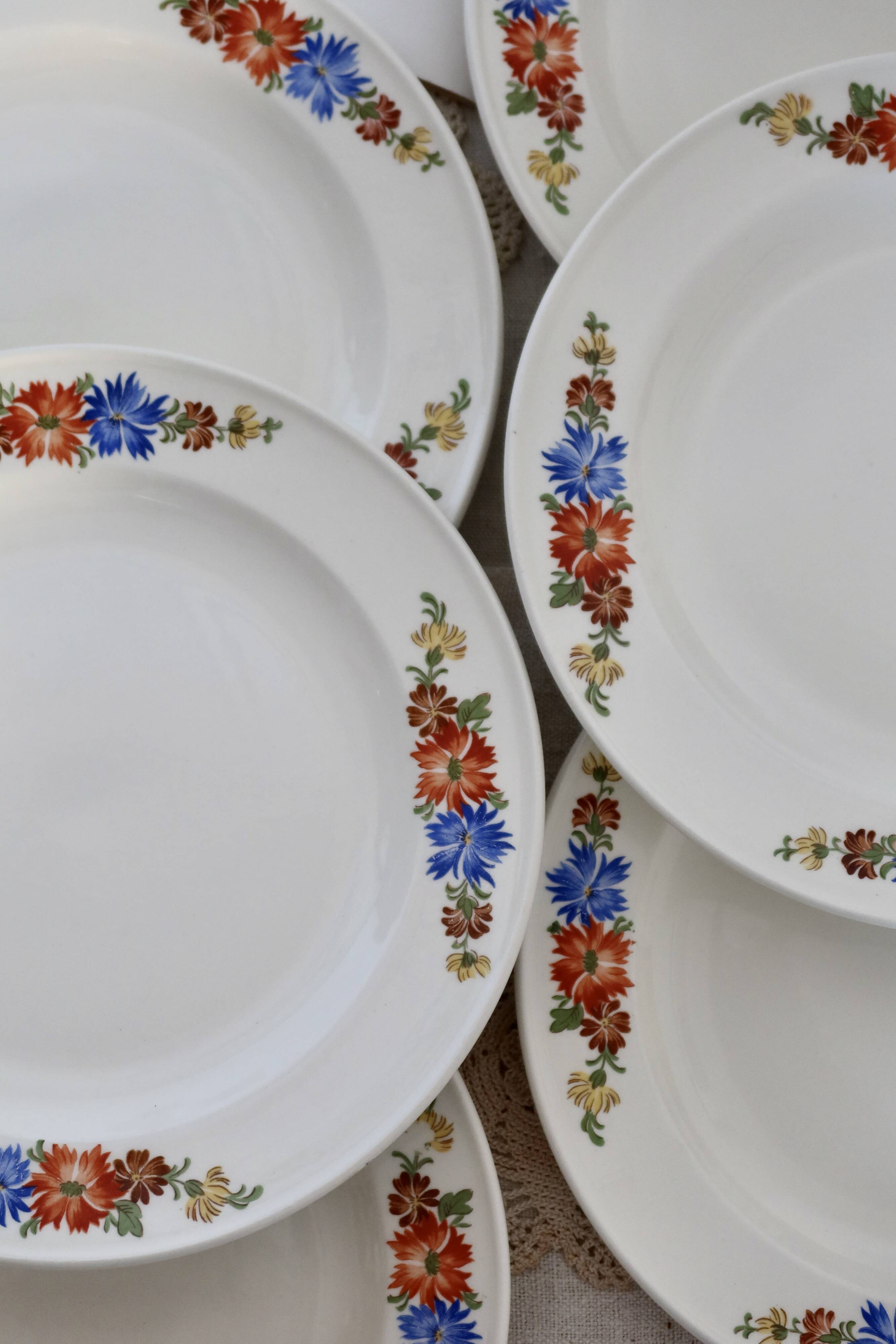 6 Royal Sphinx Maastricht earthenware dessert plates made in Holland earthenware polychrome floral pattern