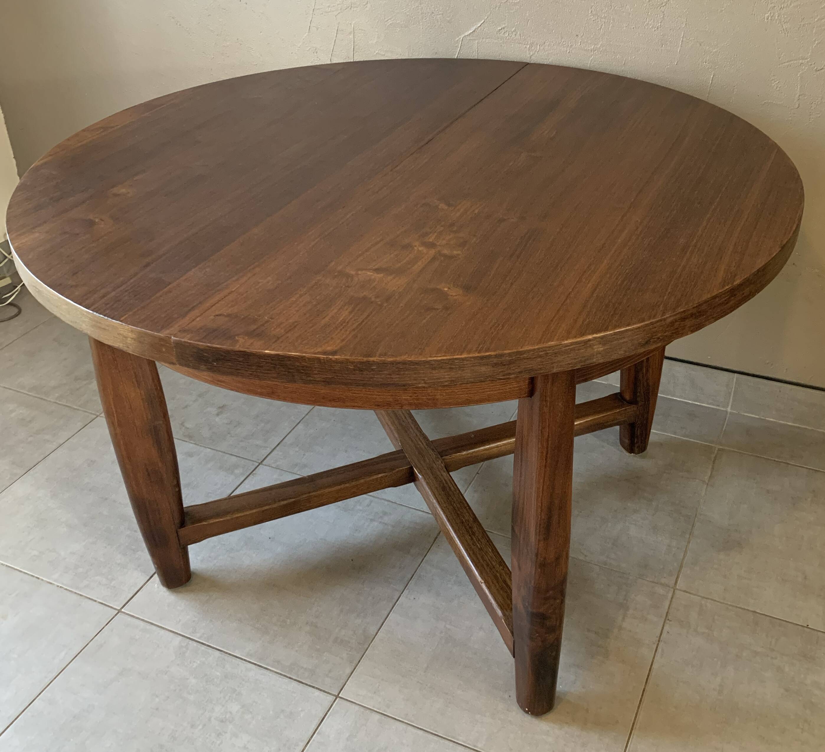 Vintage extendable wooden table from the 50s with independent extension