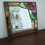 Ancien miroir vitrail antique french work